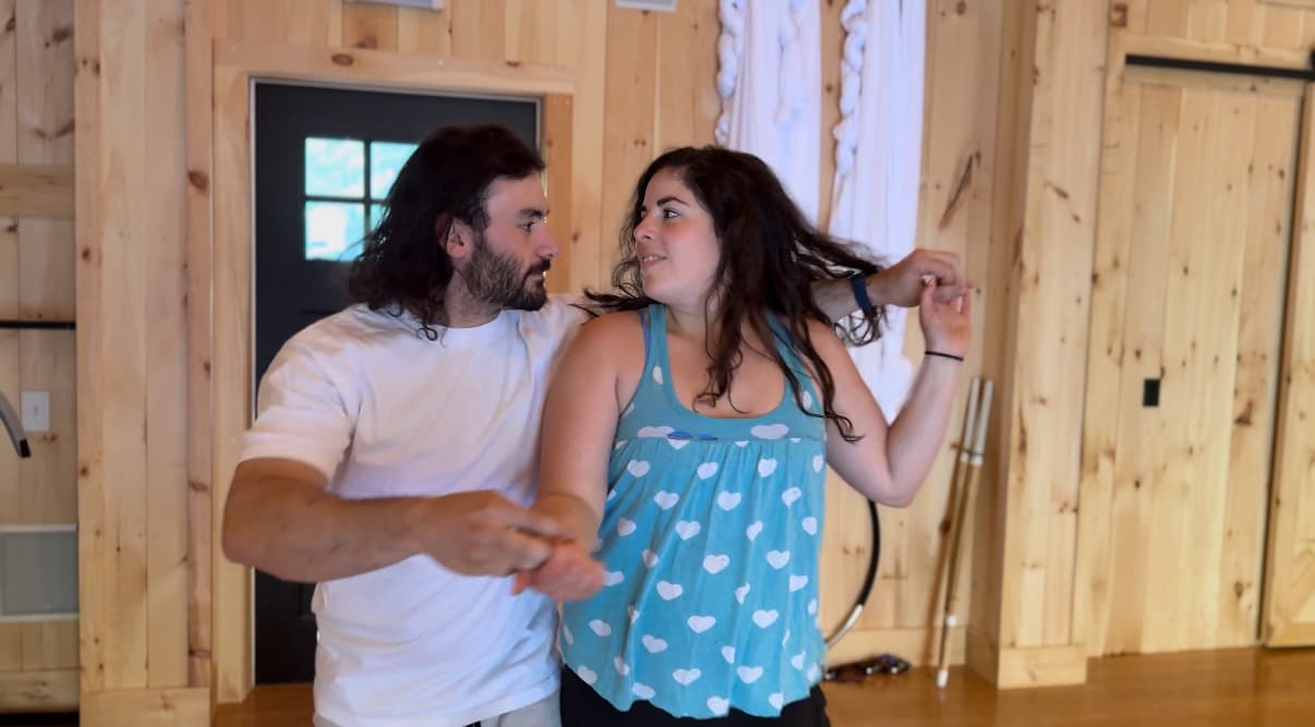 Wedding couple practicing first dance
